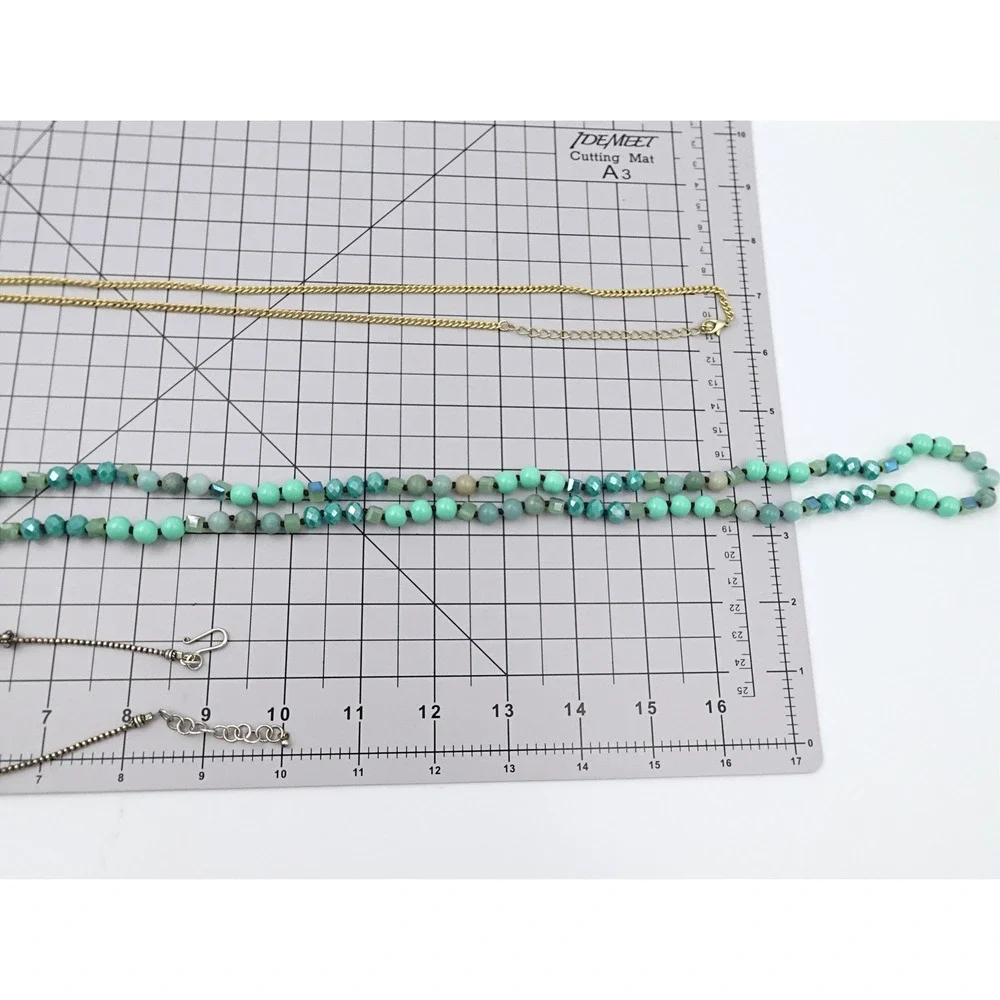 Boho Statement Necklace Lot Set of 3 Turquoise Color Bead Tassel Peacock Pendant